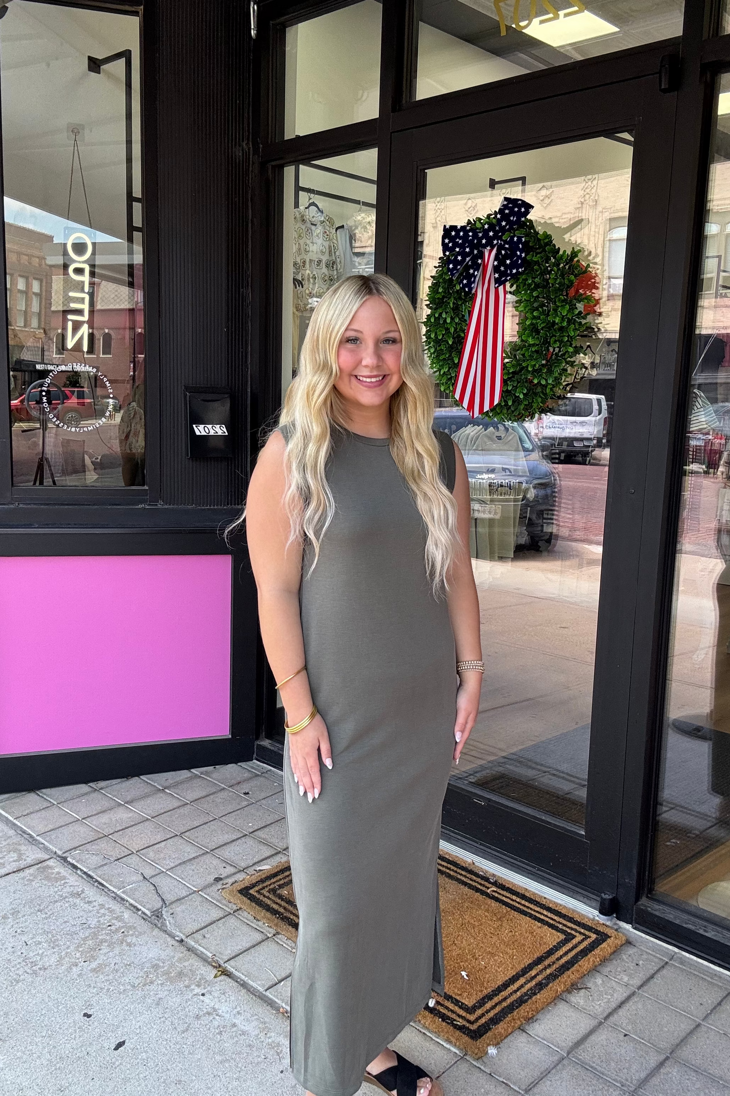 Olive Round Neck Dress