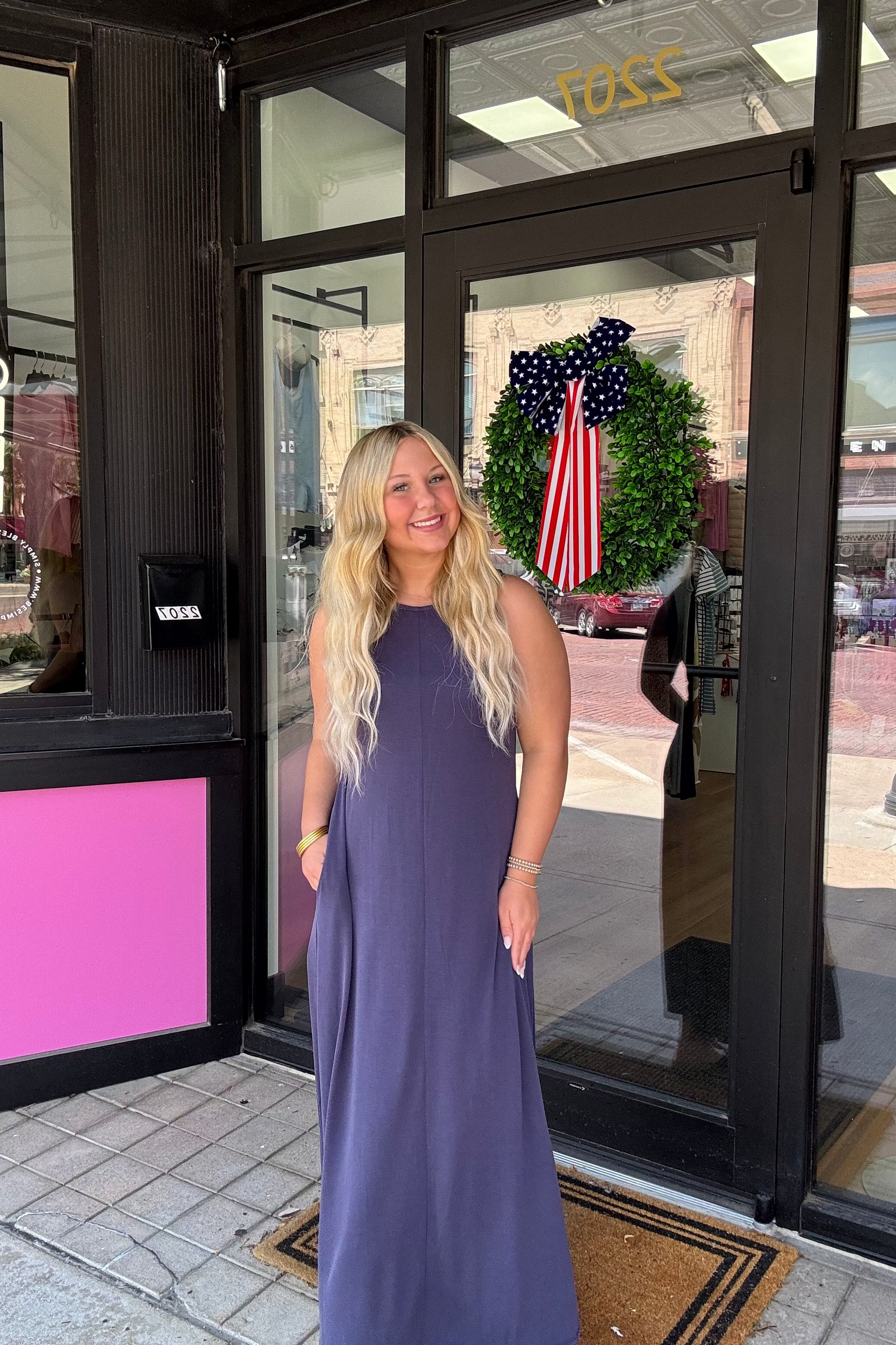Navy Round Neck Dress