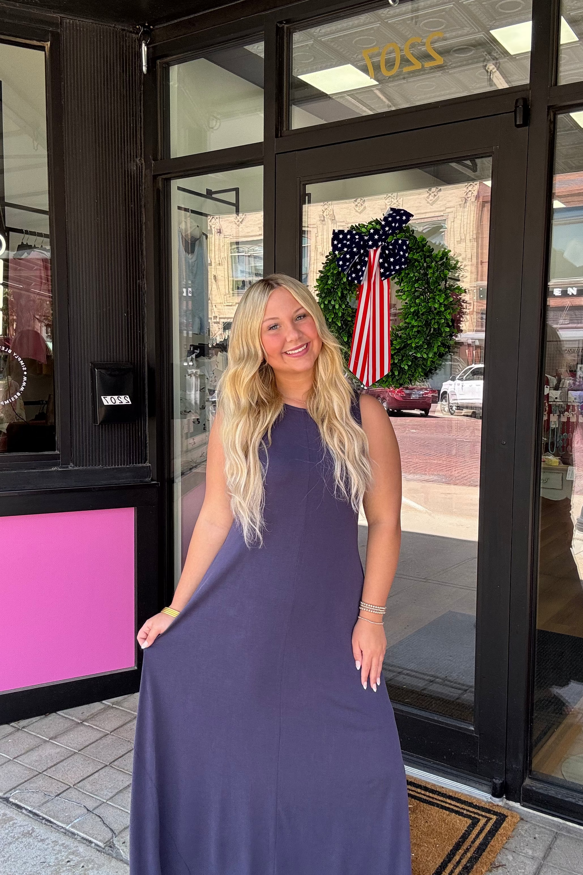 Navy Round Neck Dress