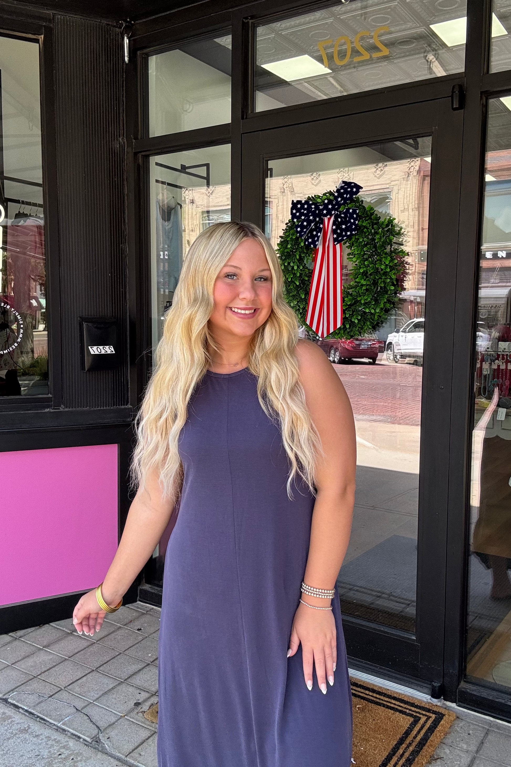 Navy Round Neck Dress