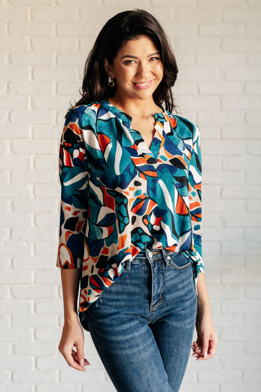 I Think Different Top in Abstract Teal (Online Exclusive)