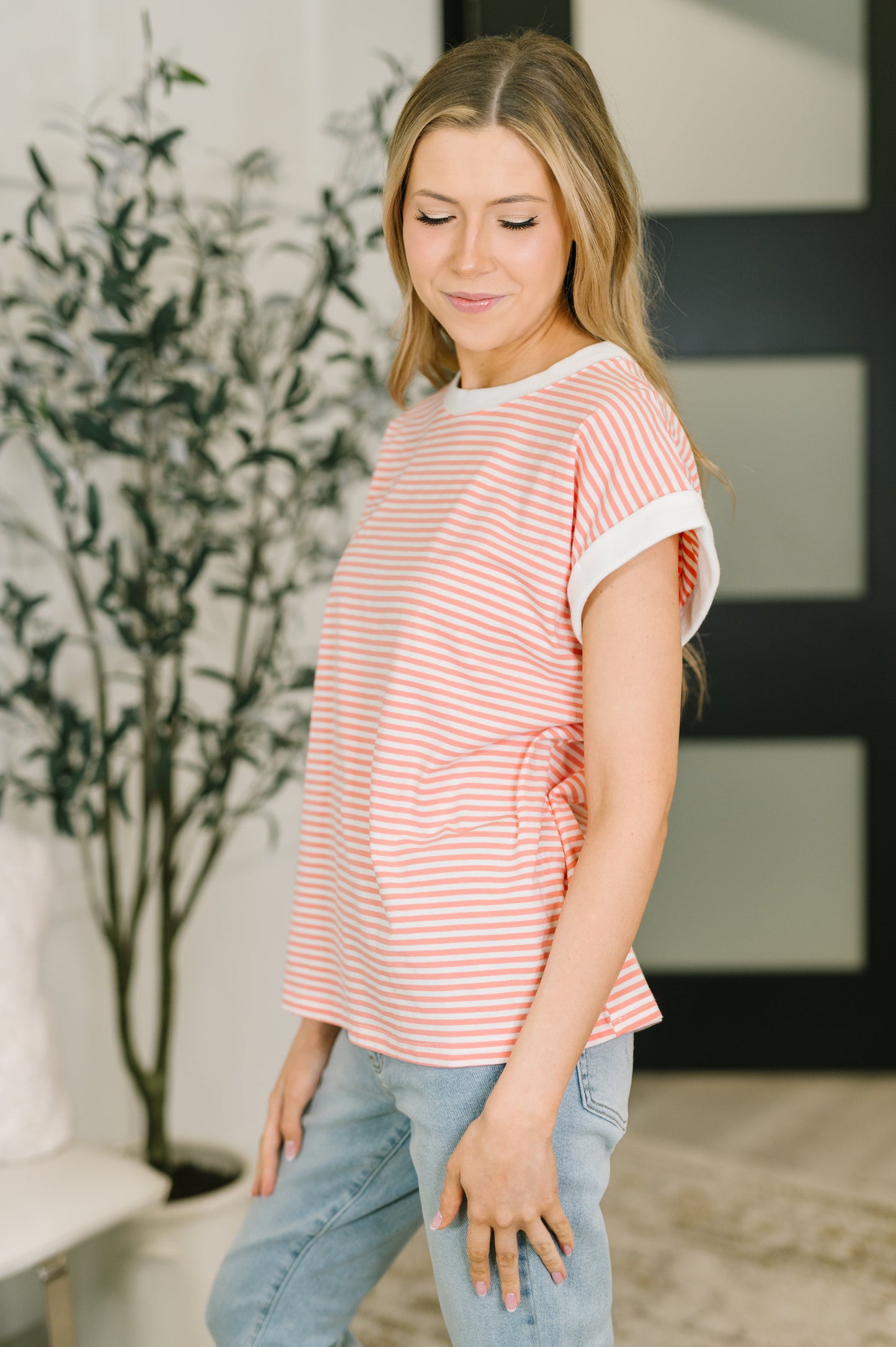I Wouldn't Mind Short Sleeve Top in Coral (Online Exclusive)
