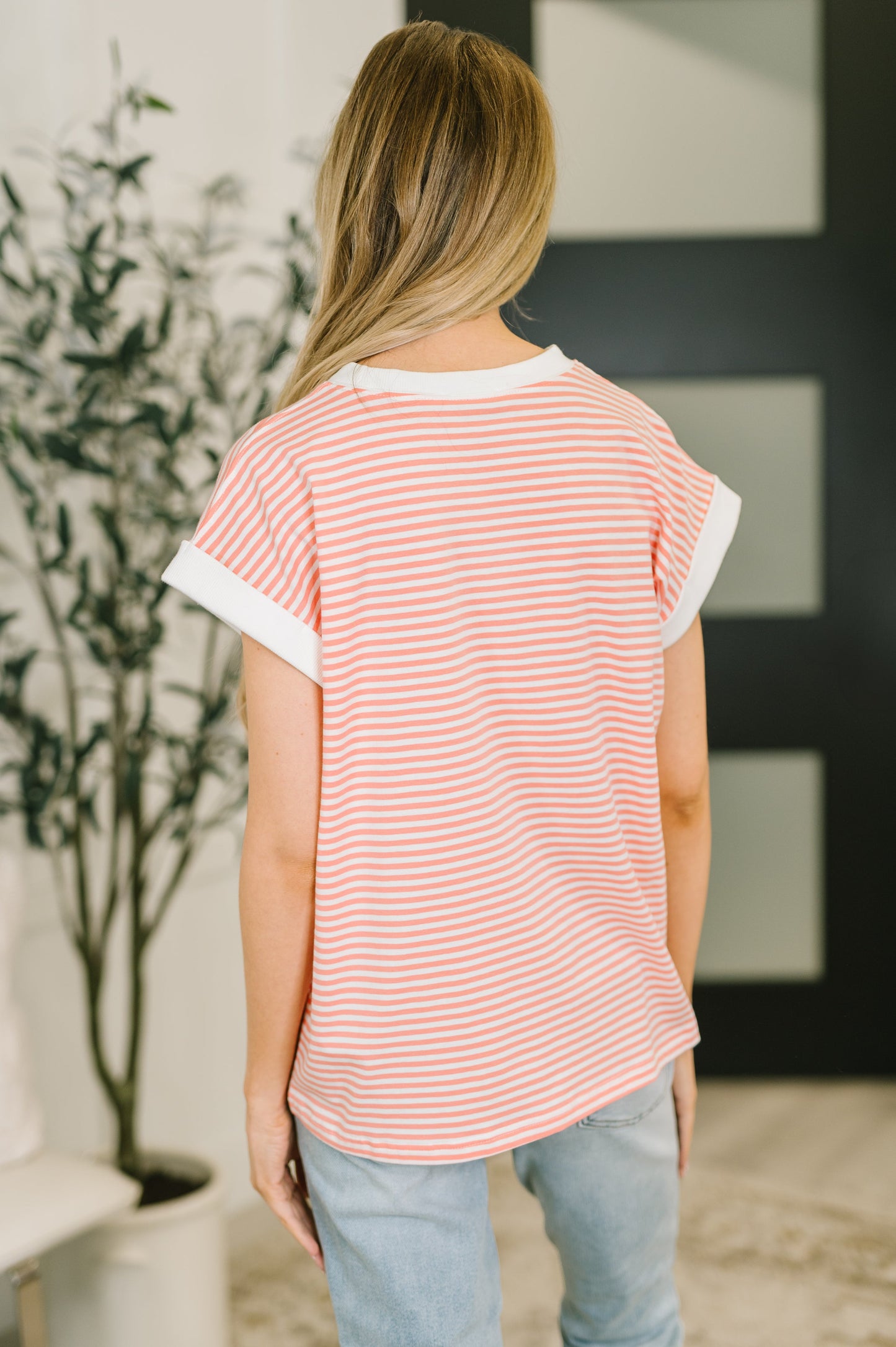 I Wouldn't Mind Short Sleeve Top in Coral (Online Exclusive)