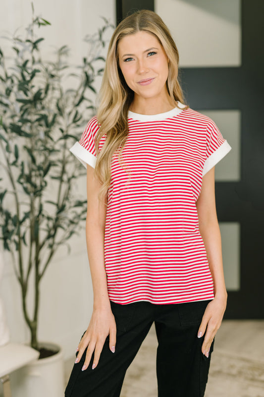I Wouldn't Mind Short Sleeve Top in Ruby (Online Exclusive)