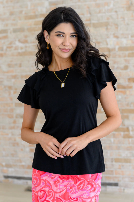 I'll Allow It Flutter Sleeve Tee In Black (Online Exclusive)