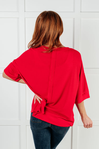 I'll Never Forget Ribbed Dolman Sleeve Top in Red (Online Exclusive)