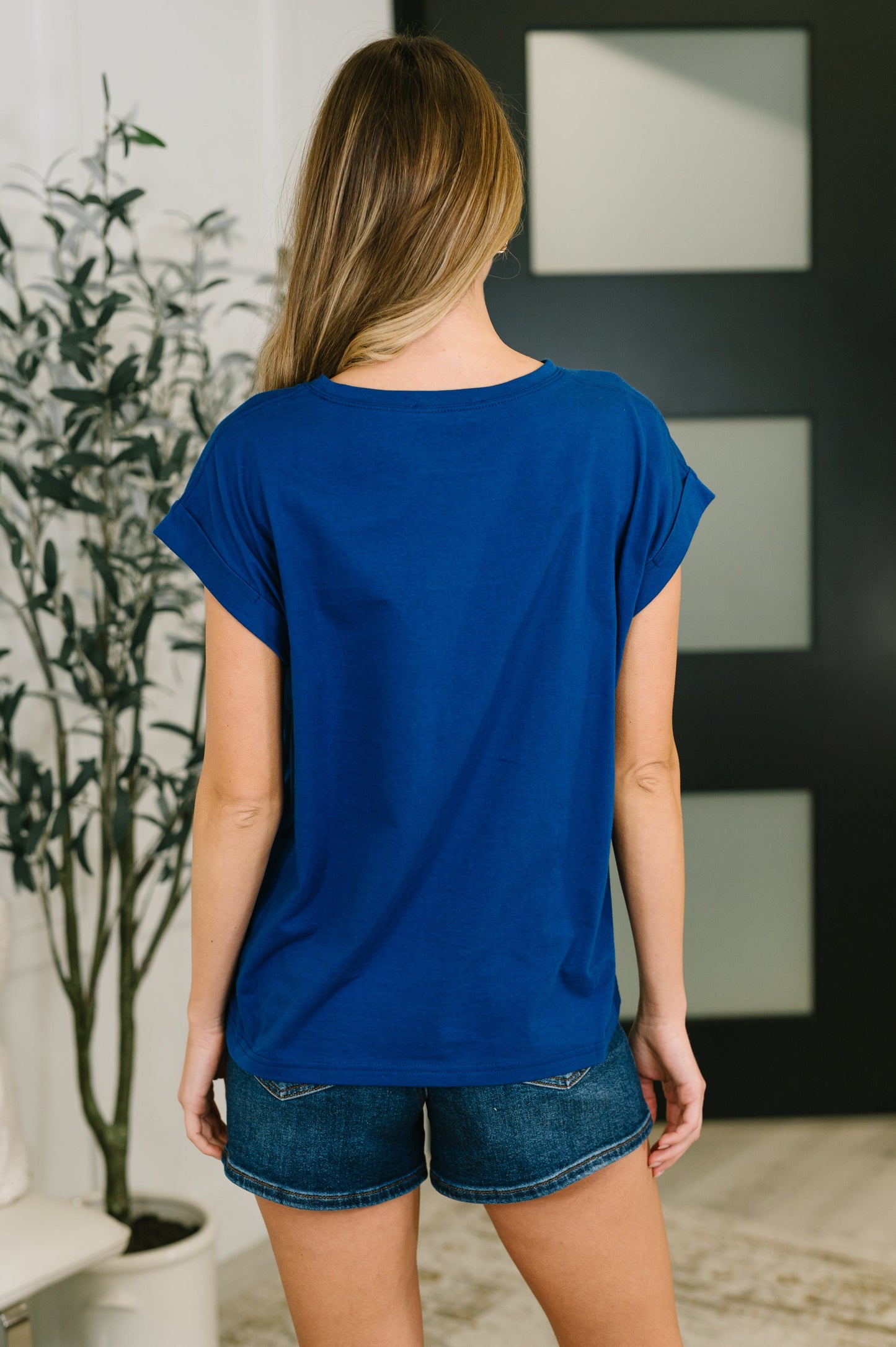 It Starts Here Basic Rolled Sleeve Tee in Lt Navy (Online Exclusive)