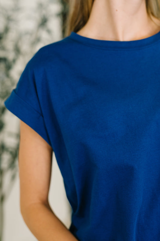 It Starts Here Basic Rolled Sleeve Tee in Lt Navy (Online Exclusive)