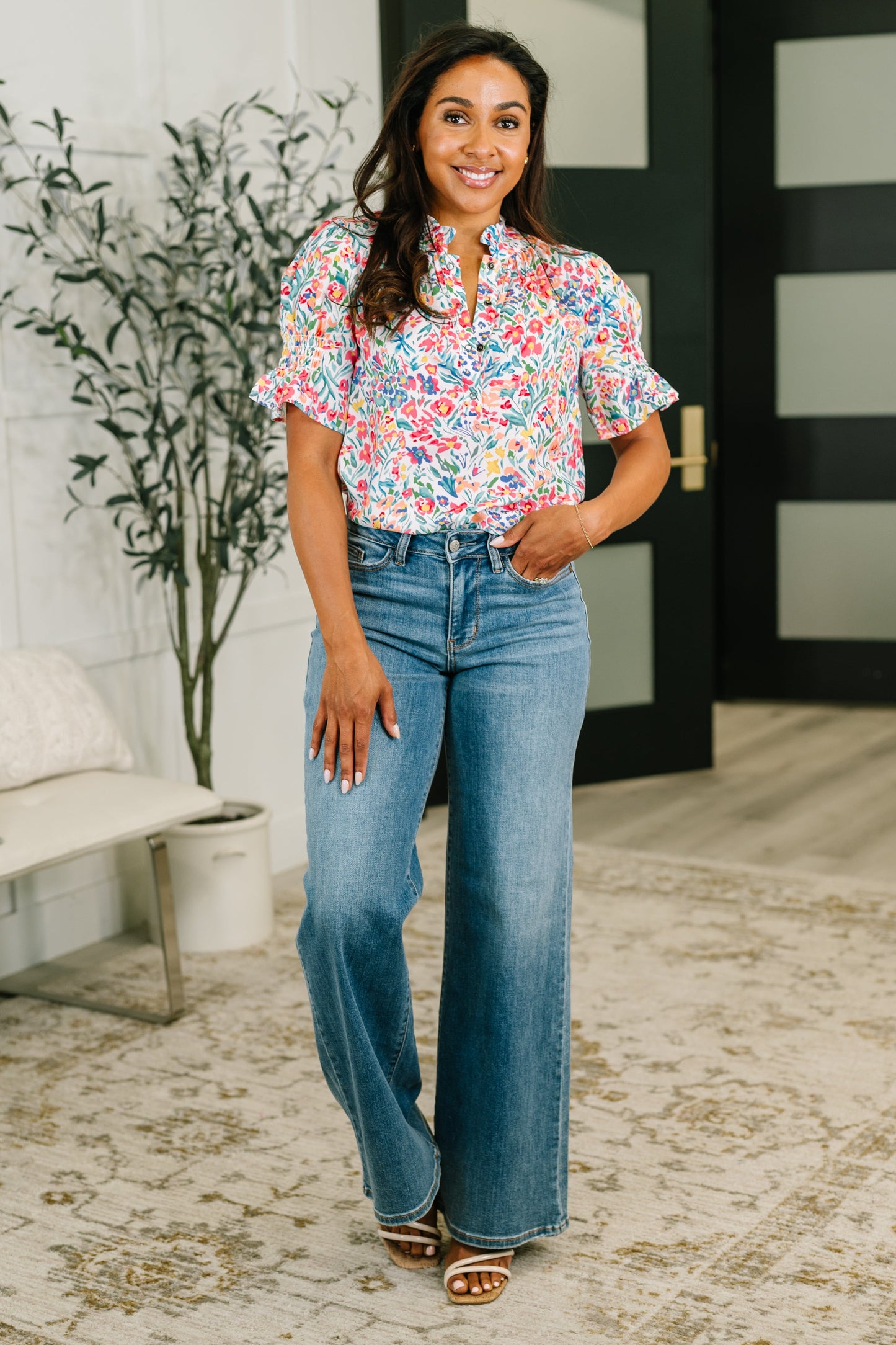 It's Been a Day Split Neck Blouse (Online Exclusive)