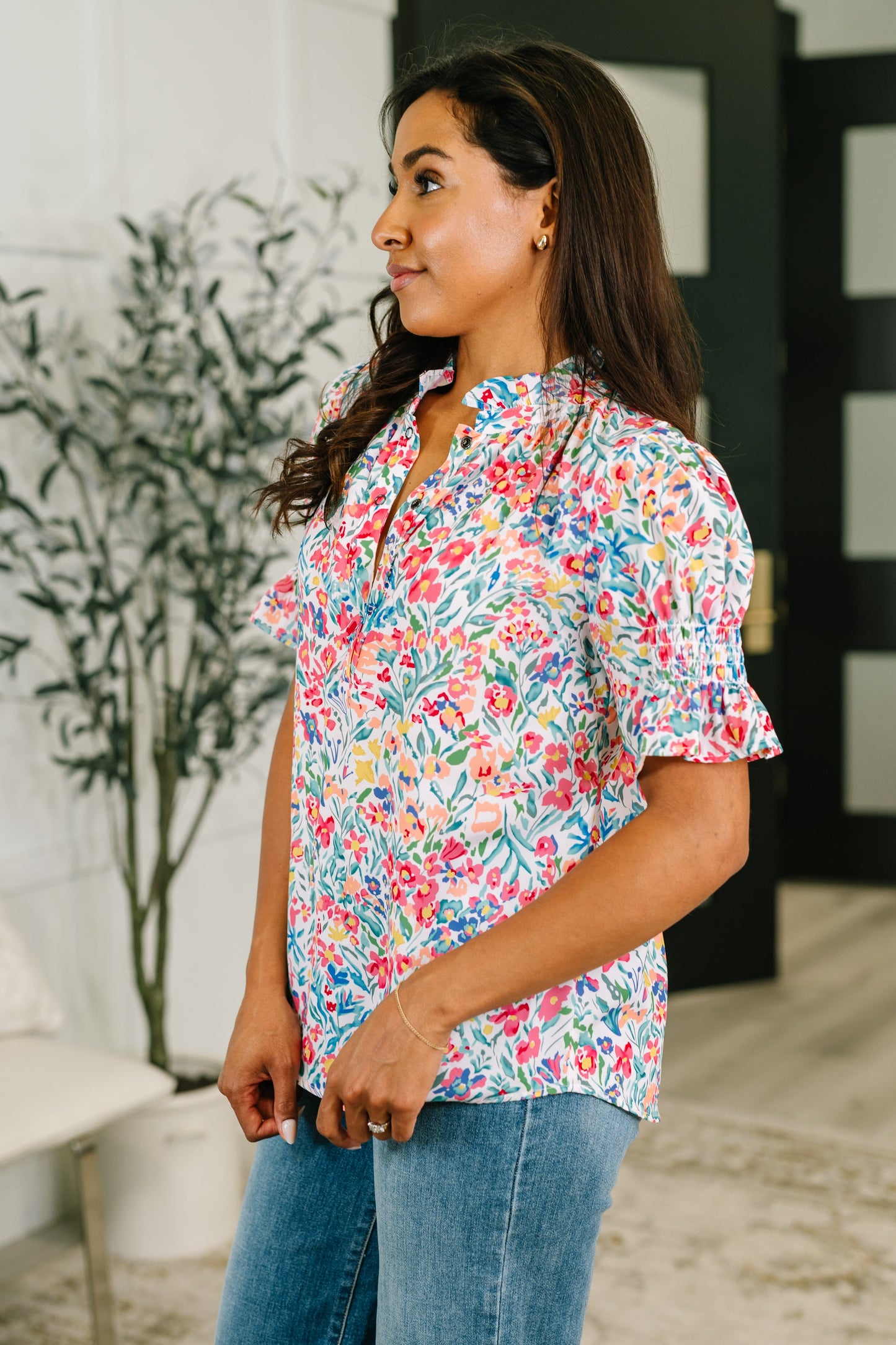 It's Been a Day Split Neck Blouse (Online Exclusive)