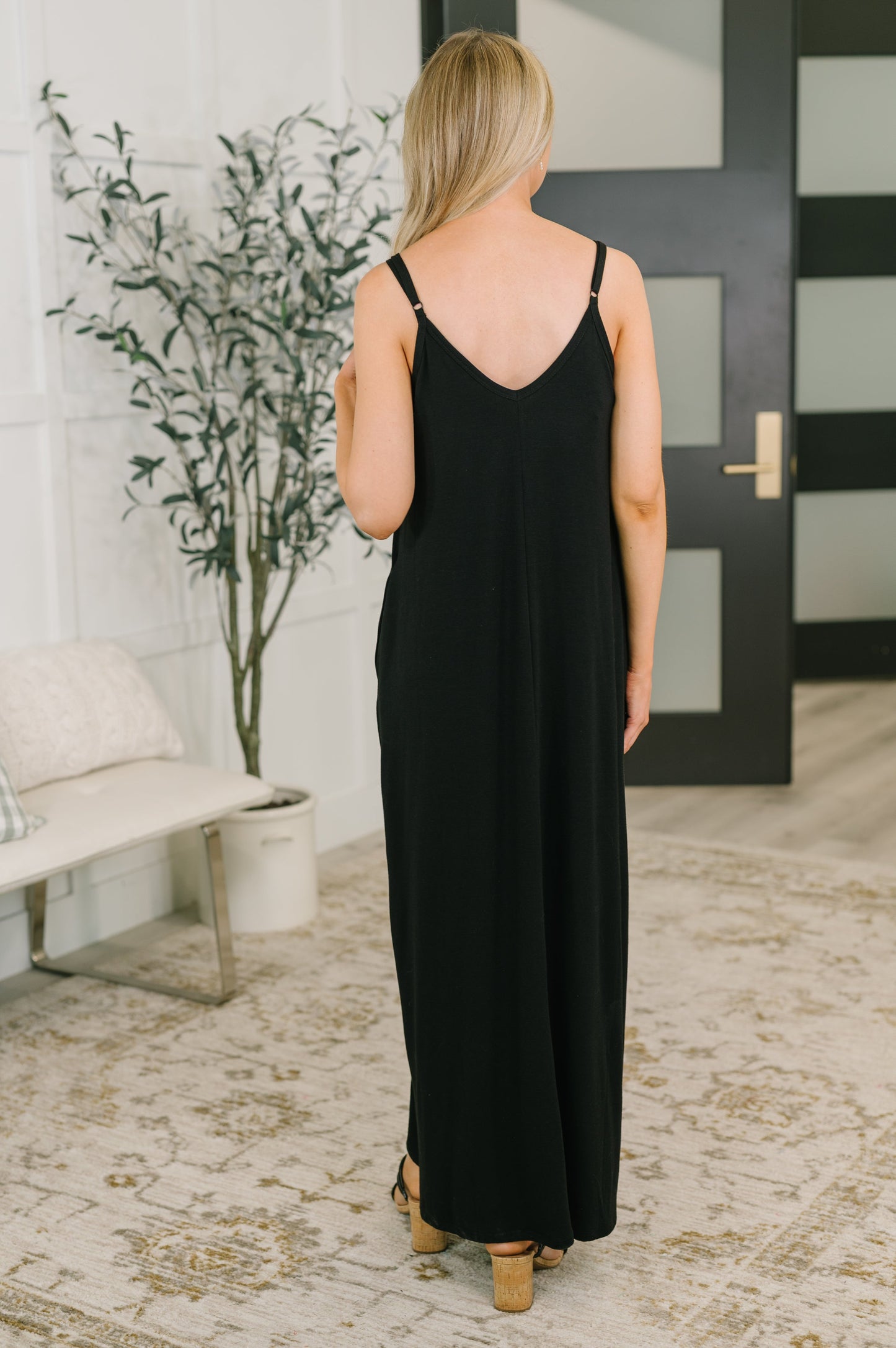 Just Getting Started Spaghetti Strap Maxi Dress in Black (Online Exclusive)