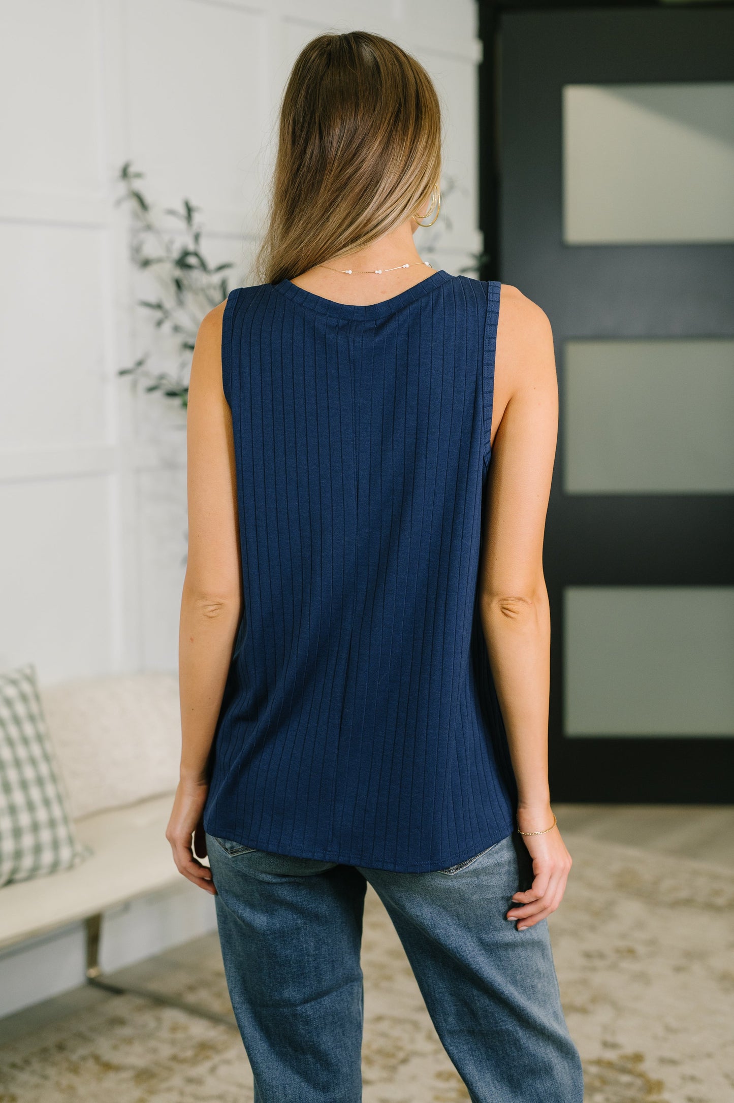 Just Give In Ribbed Knit Tank in Navy (Online Exclusive)