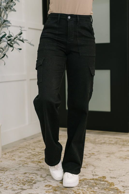 Keira High Waist Cargo Wide in Black (Online Exclusive)