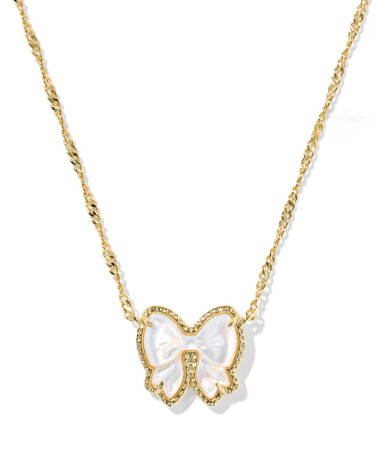 Gold Mother of Pearl Bow Necklace