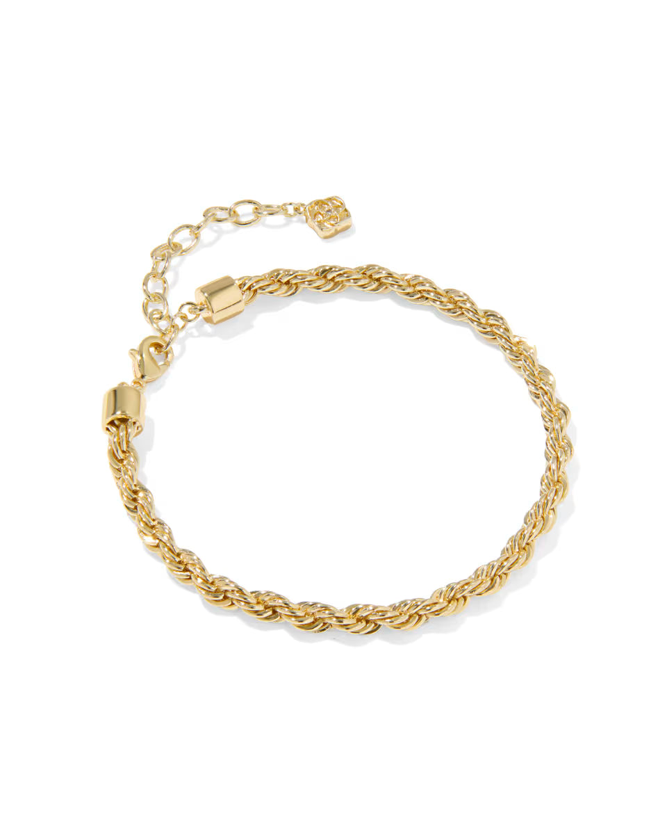 Gold chain bracelet on a white background