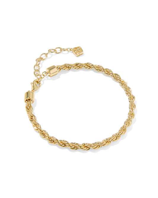 Gold chain bracelet on a white background