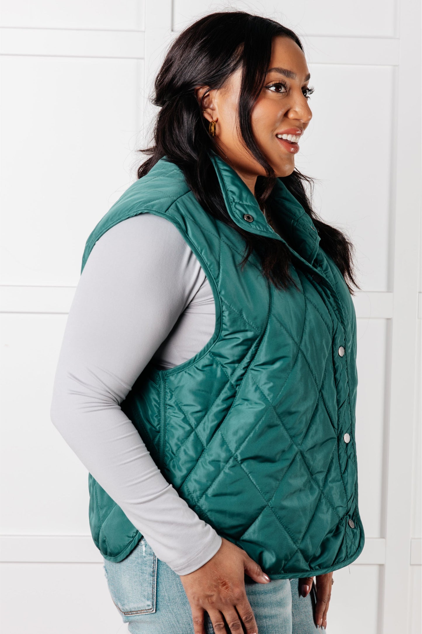 Layering Queen Quilted Puffer Vest in Hunter Green (Online Exclusive)