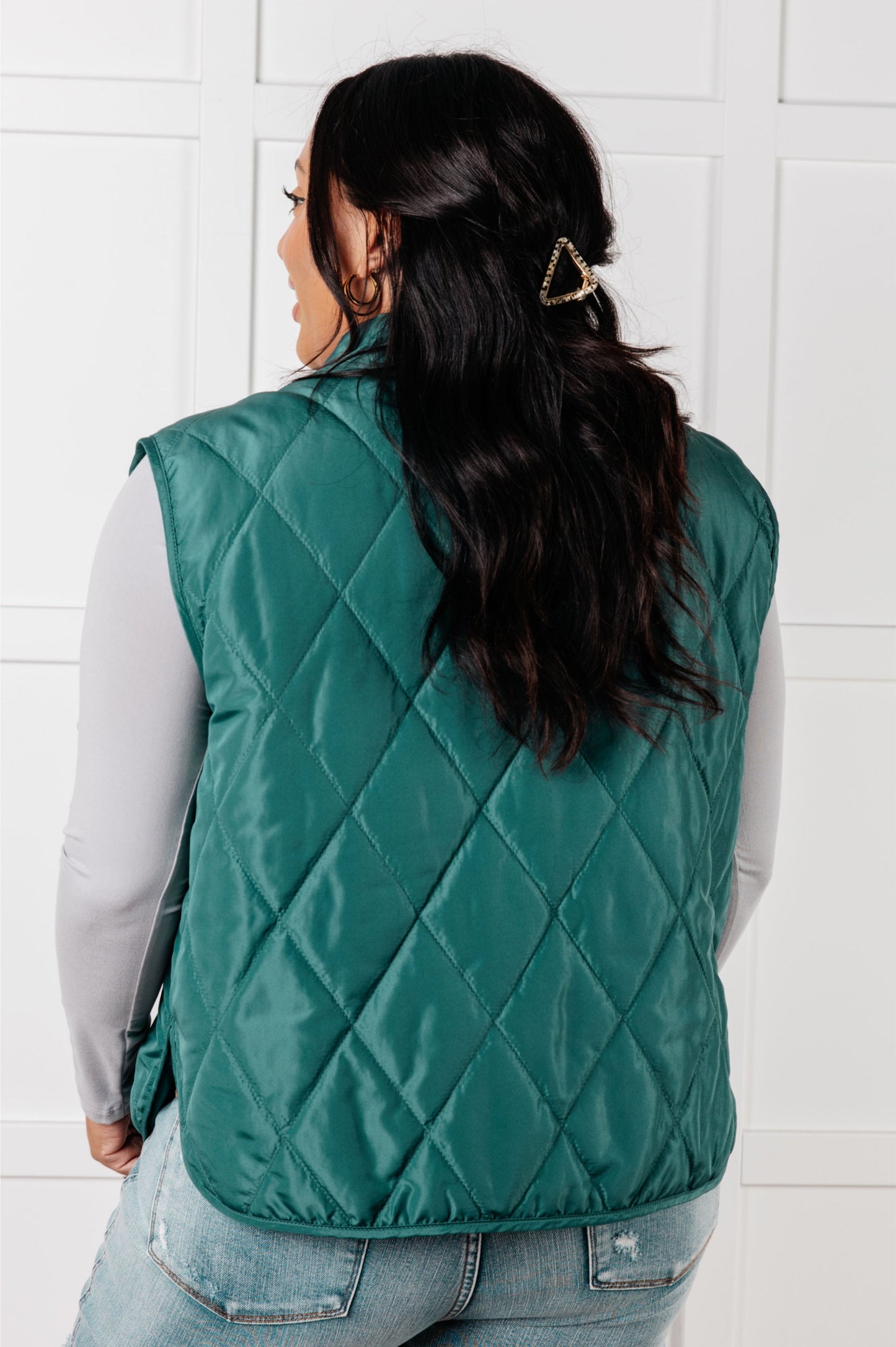 Layering Queen Quilted Puffer Vest in Hunter Green (Online Exclusive)