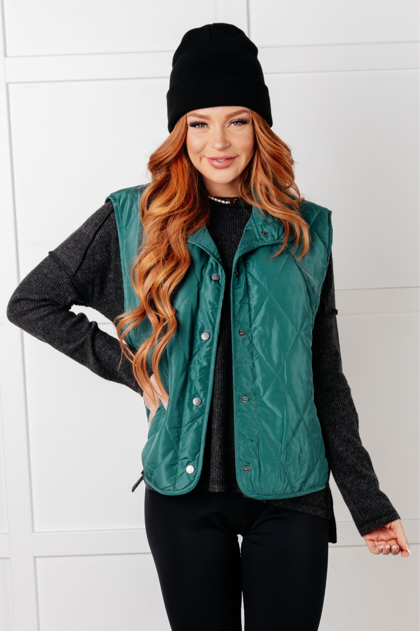 Layering Queen Quilted Puffer Vest in Hunter Green (Online Exclusive)