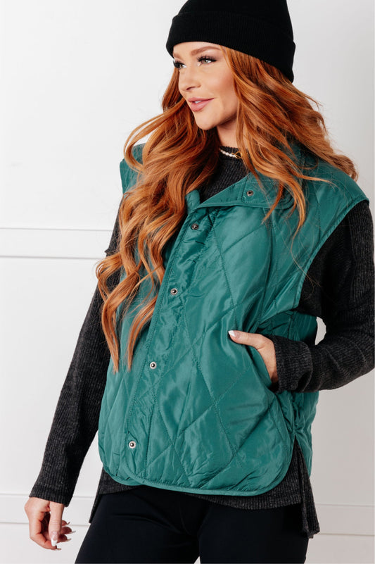 Layering Queen Quilted Puffer Vest in Hunter Green (Online Exclusive)