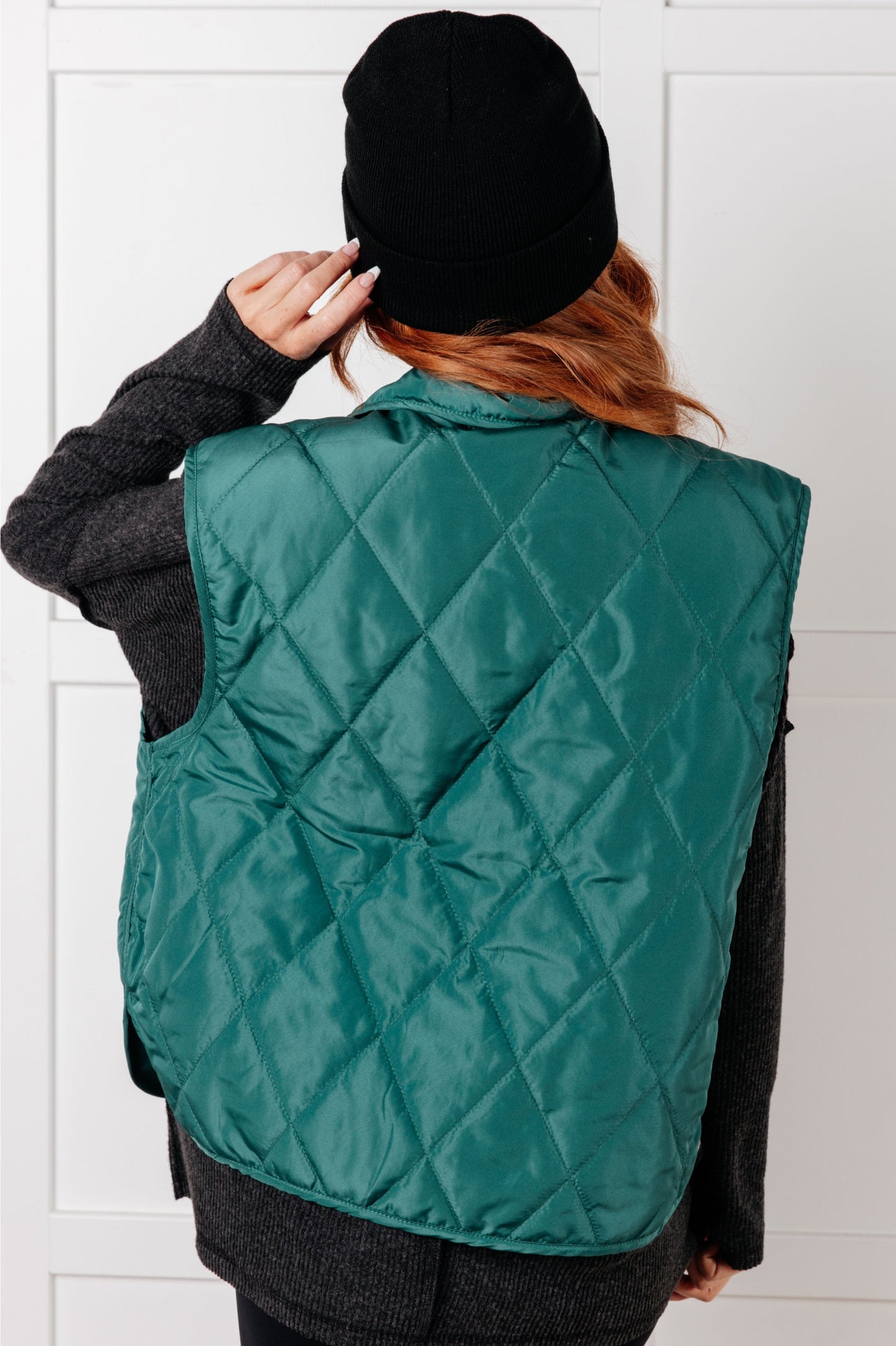Layering Queen Quilted Puffer Vest in Hunter Green (Online Exclusive)