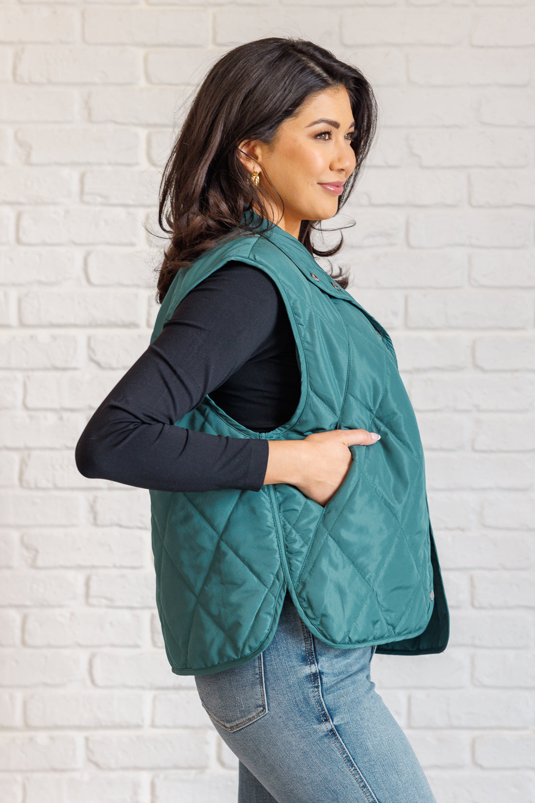 Layering Queen Quilted Puffer Vest in Hunter Green (Online Exclusive)