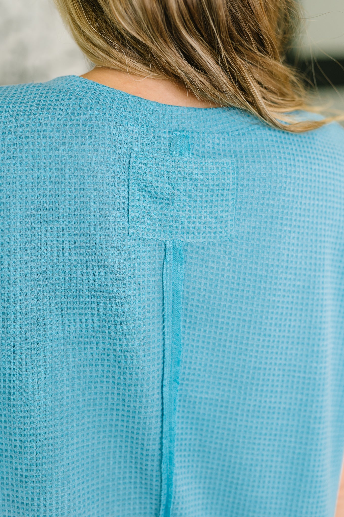 Leave It to Me Waffle Knit Relaxed Tee in Teal (Online Exclusive)