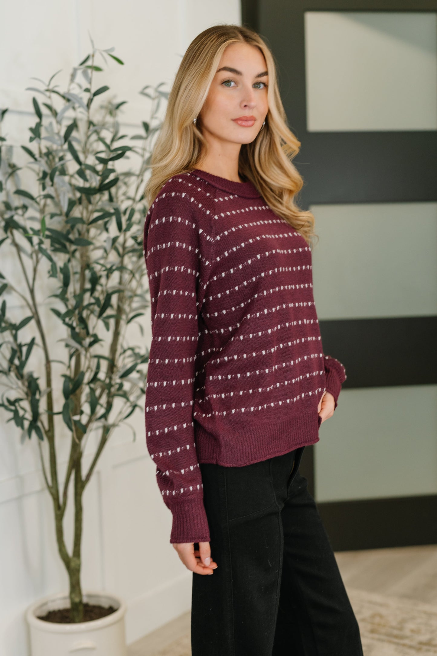 Leaves or Breeze Long Sleeve Knit Top (Online Exclusive)