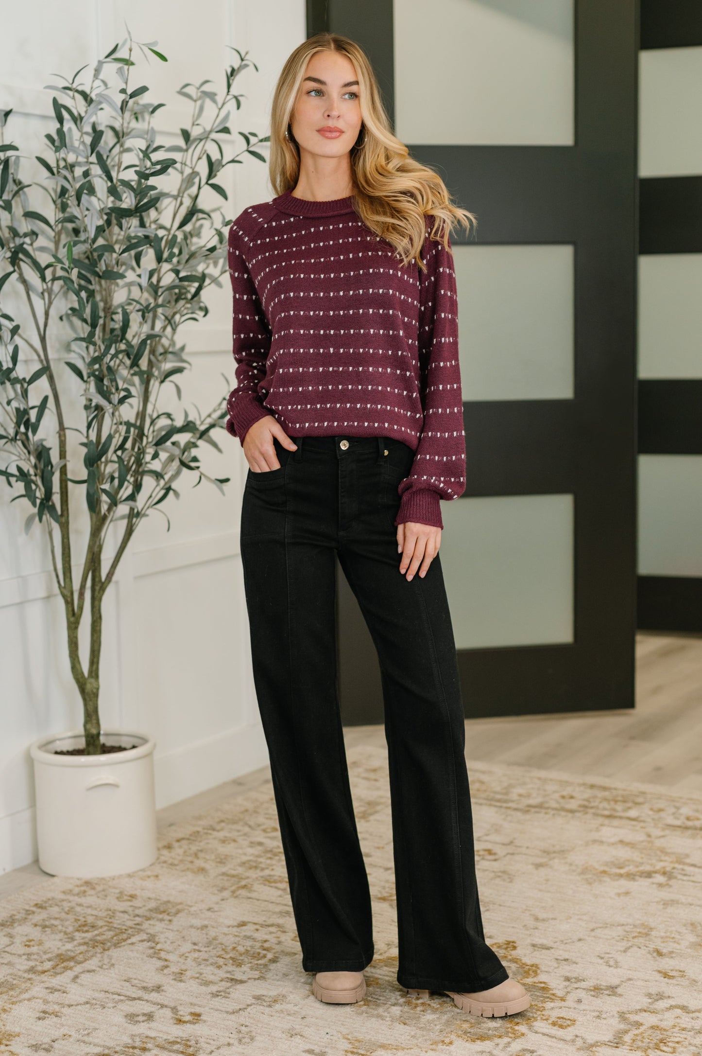 Leaves or Breeze Long Sleeve Knit Top (Online Exclusive)