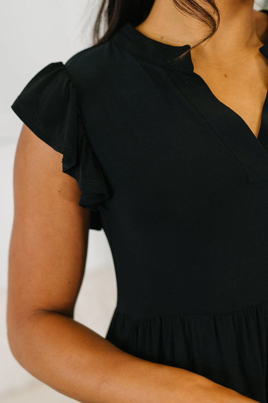 Lizzy Forever Flutter Sleeve Dress in Black (Online Exclusive)
