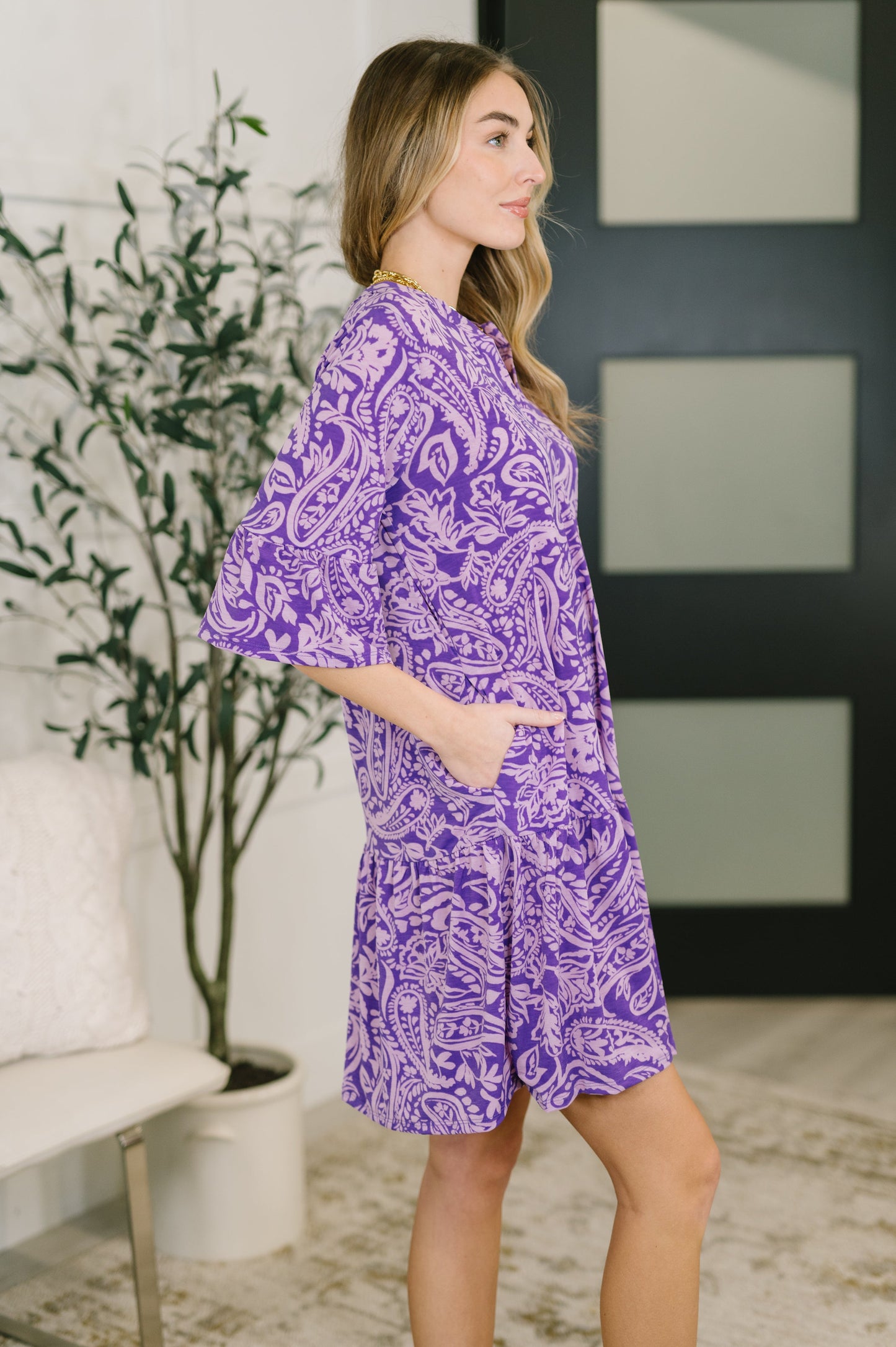Lizzy Sunday Dress in Purple Paisley (Online Exclusive)