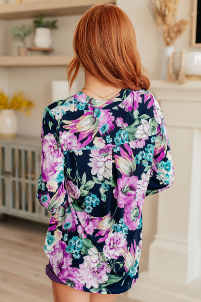 Lizzy Top in Navy and Purple Floral (Online Exclusive)