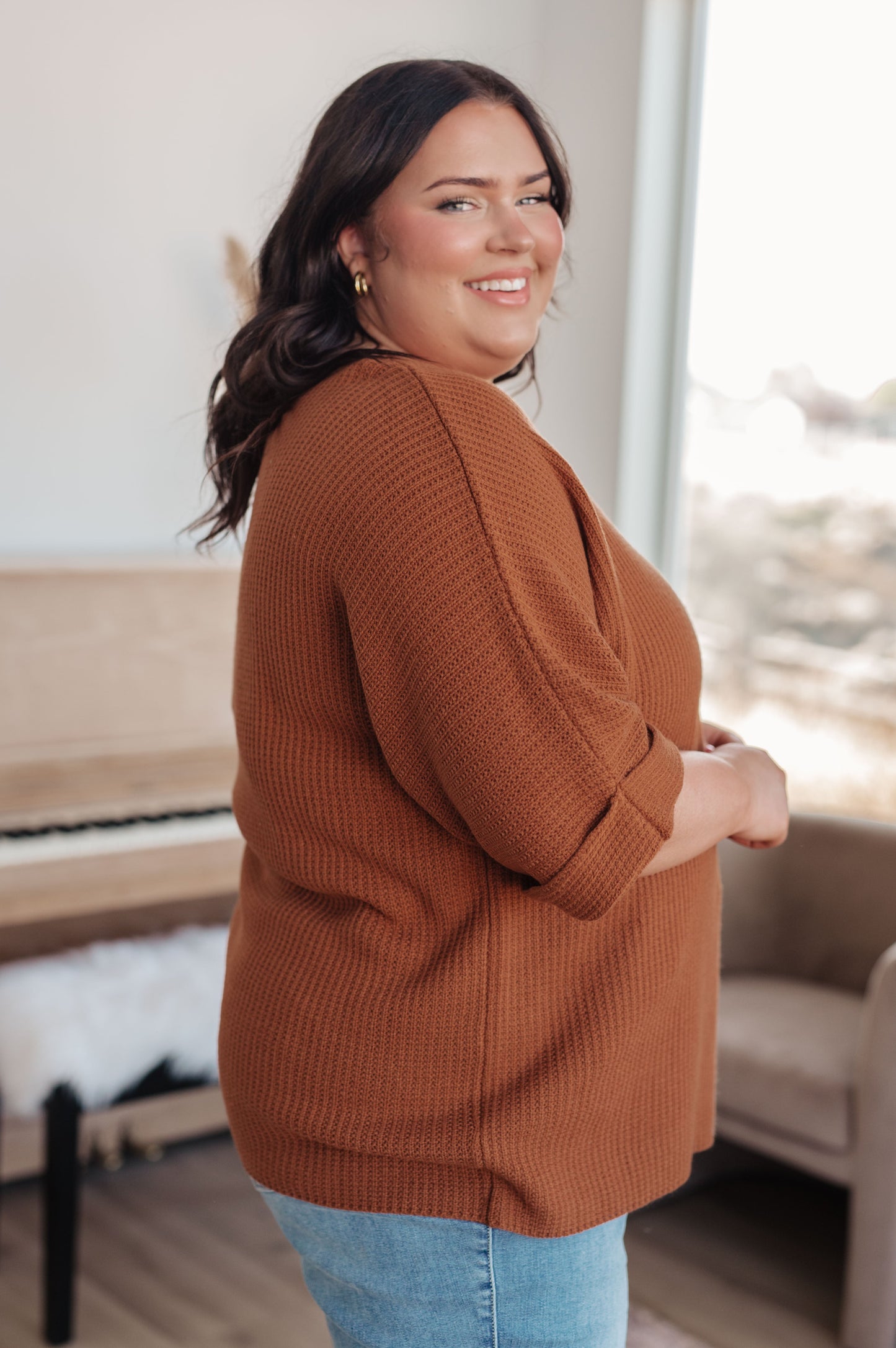 Lotta Love Knitted Sweater Top in Rust (Online Exclusive)