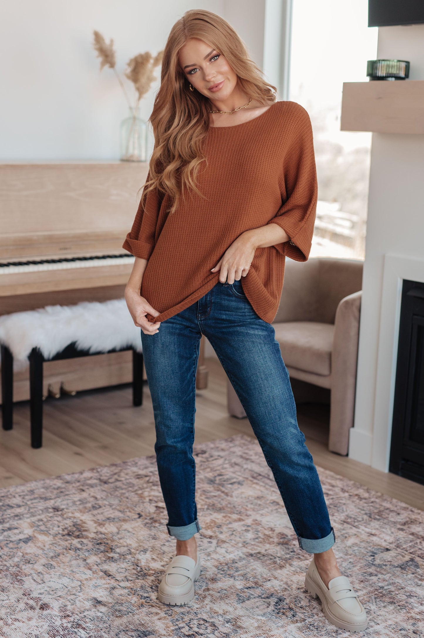 Lotta Love Knitted Sweater Top in Rust (Online Exclusive)