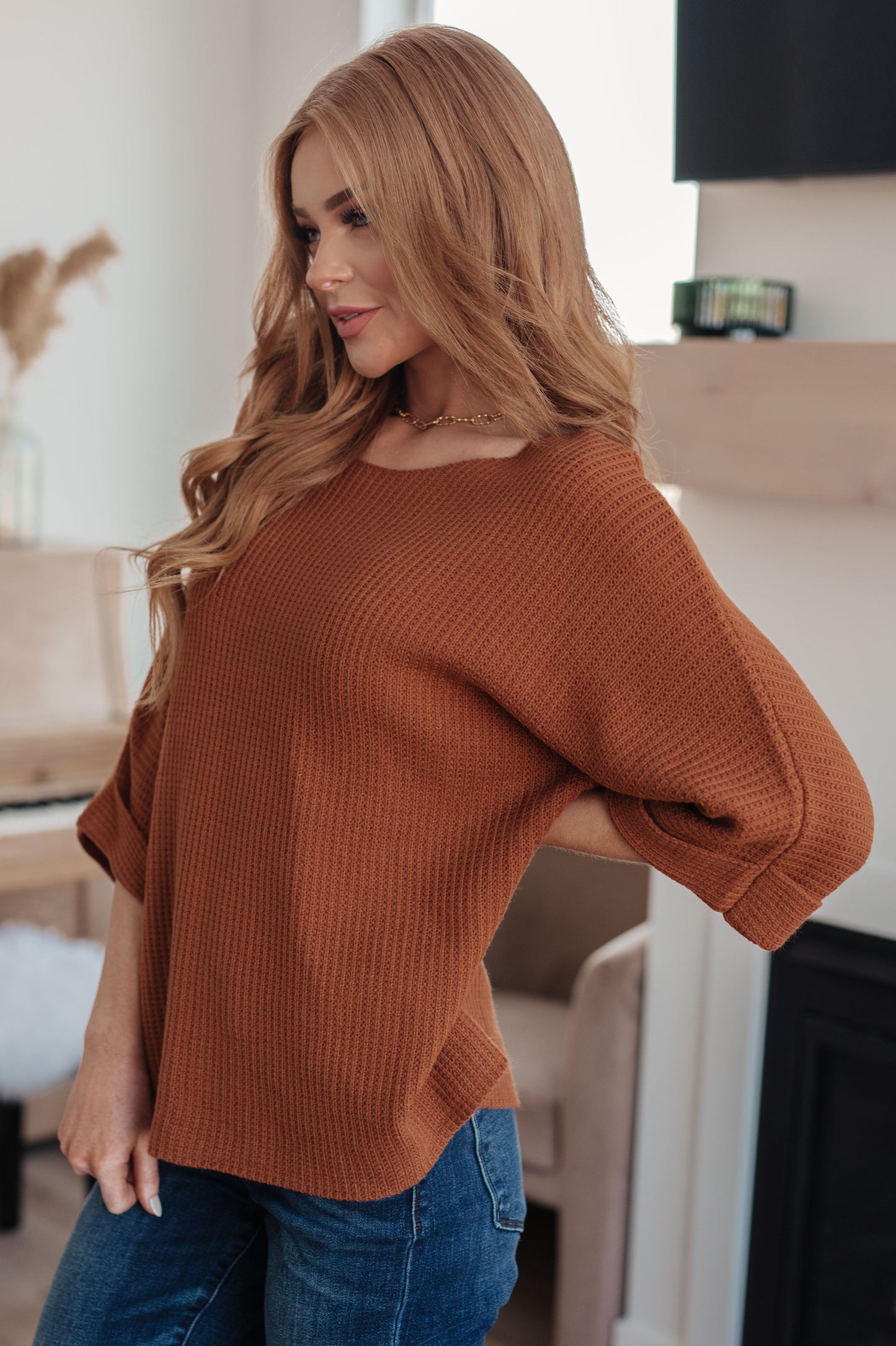 Lotta Love Knitted Sweater Top in Rust (Online Exclusive)