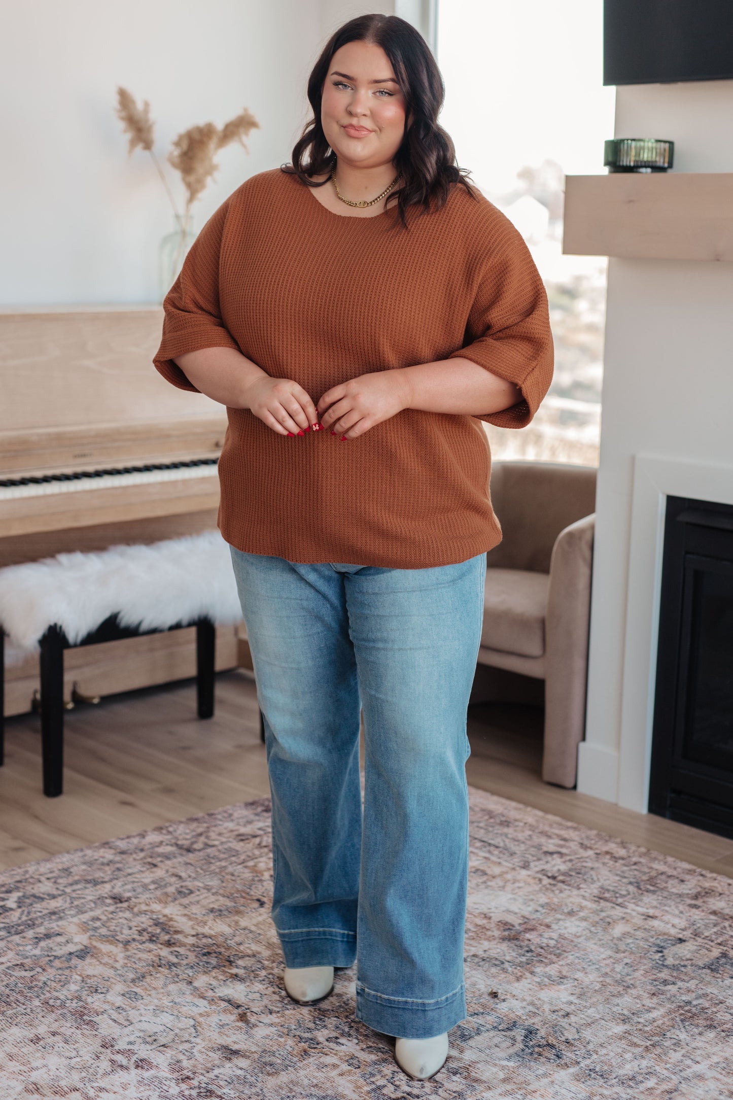 Lotta Love Knitted Sweater Top in Rust (Online Exclusive)