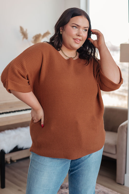 Lotta Love Knitted Sweater Top in Rust (Online Exclusive)