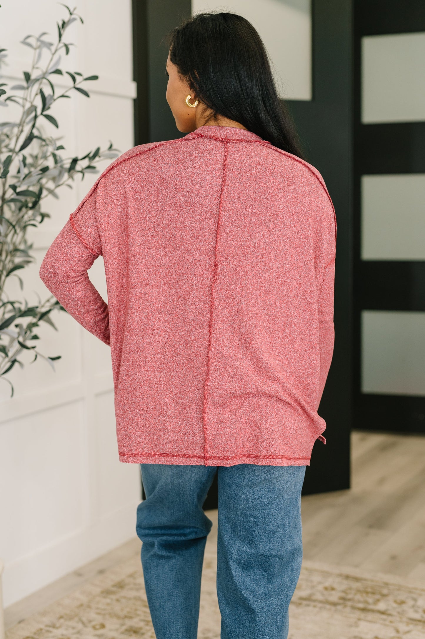 Mellow Mood Heathered Pullover in Dark Red (Online Exclusive)