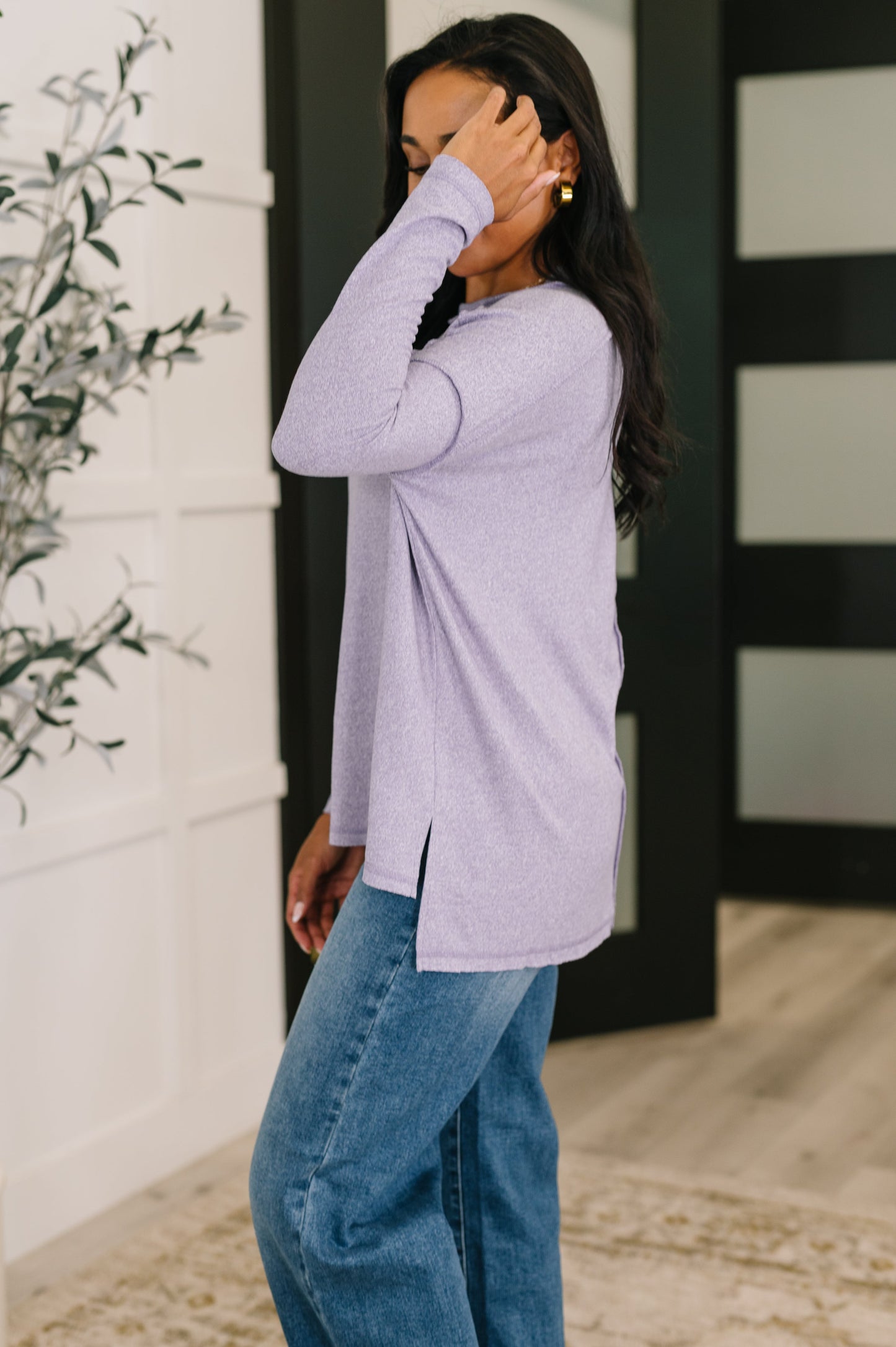 Mellow Mood Heathered Pullover in Lavender (Online Exclusive)