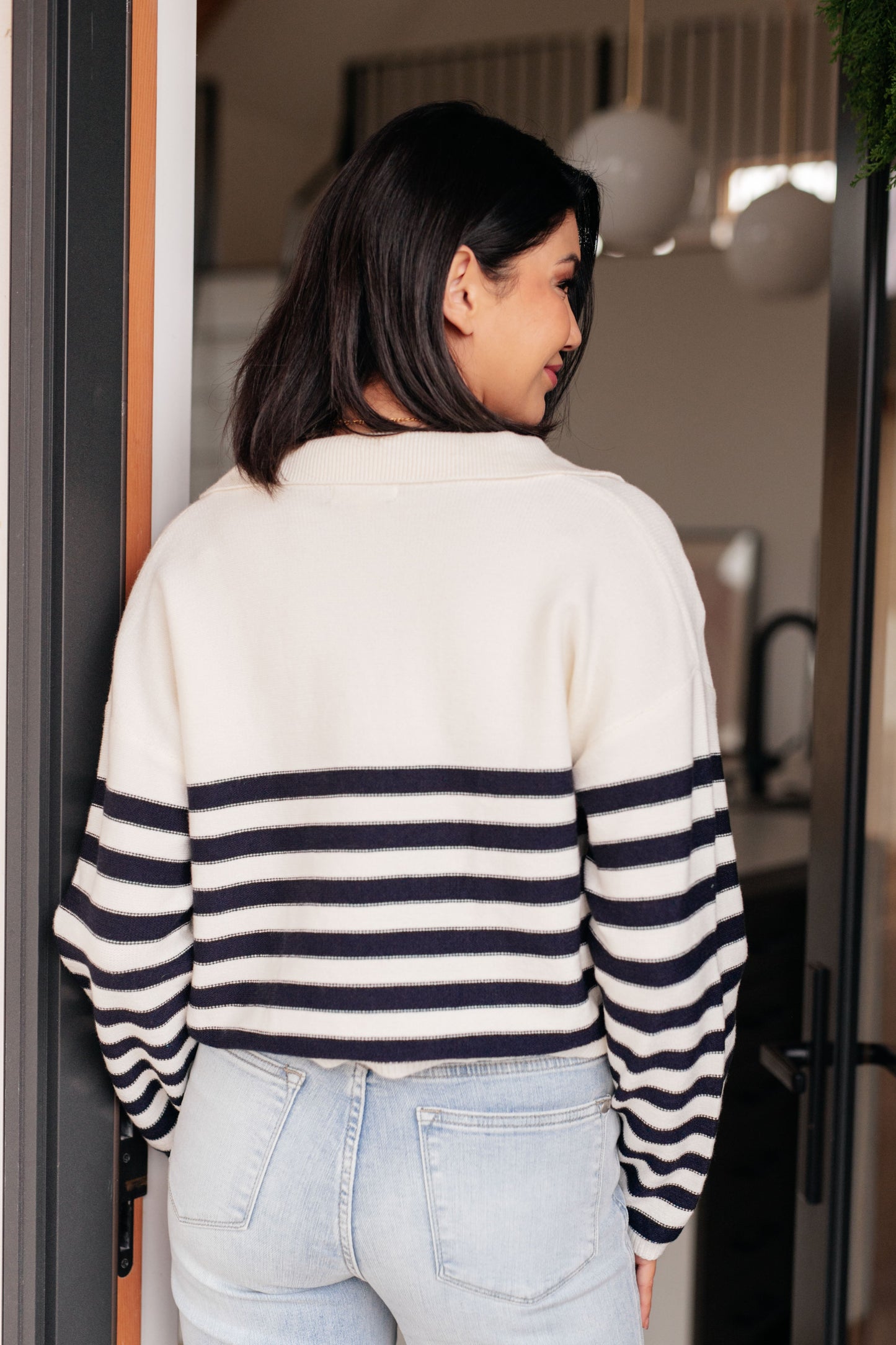 Memorable Moments Striped Sweater in White (Online Exclusive)