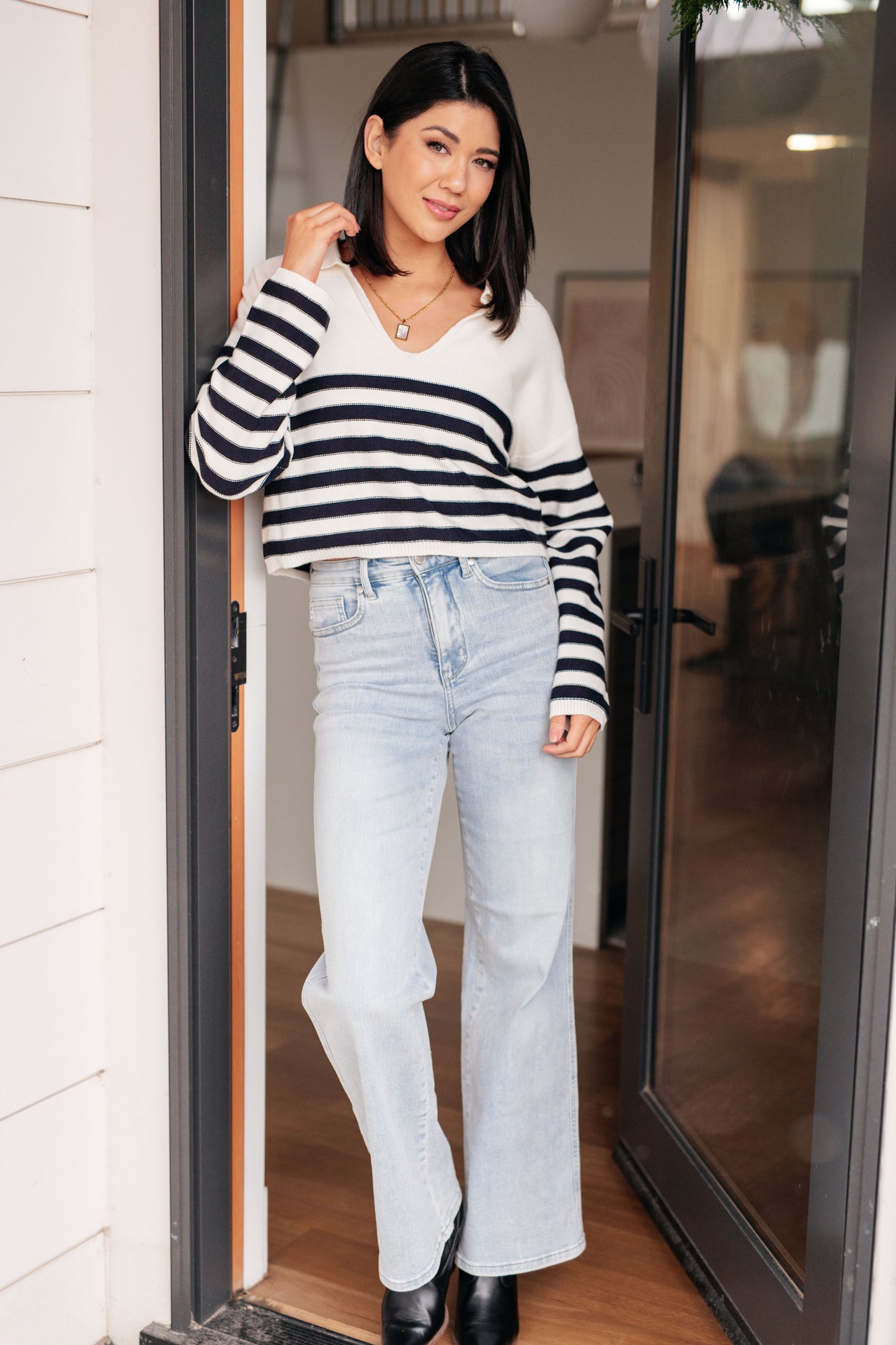 Memorable Moments Striped Sweater in White (Online Exclusive)