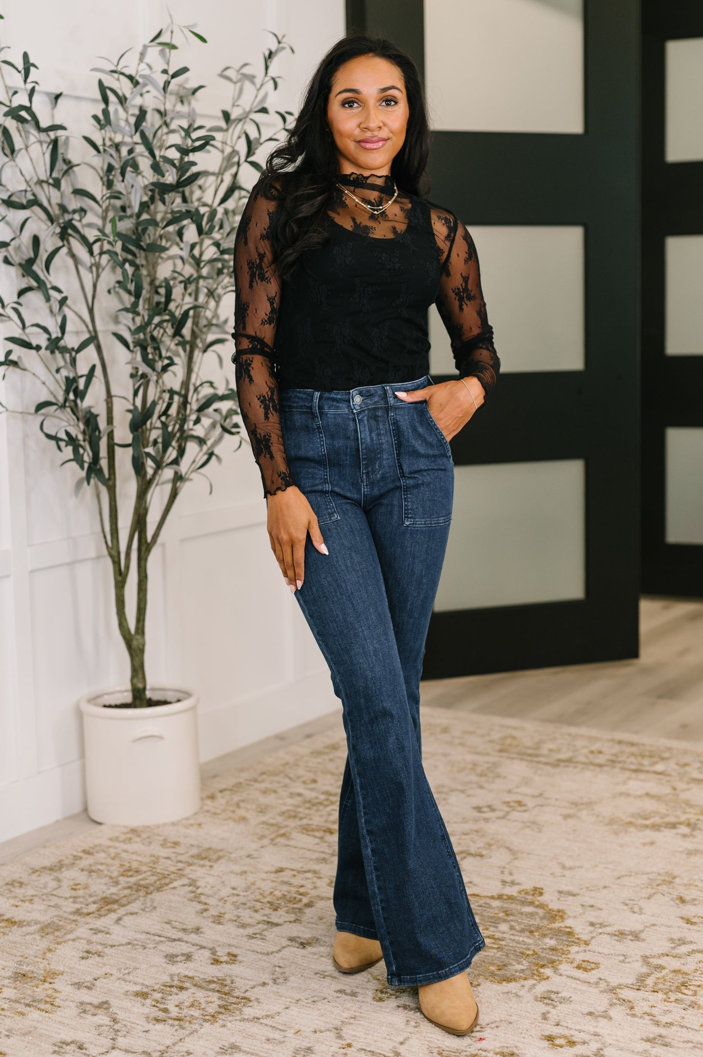 Next Level Patterned Layering Top in Black (Online Exclusive)