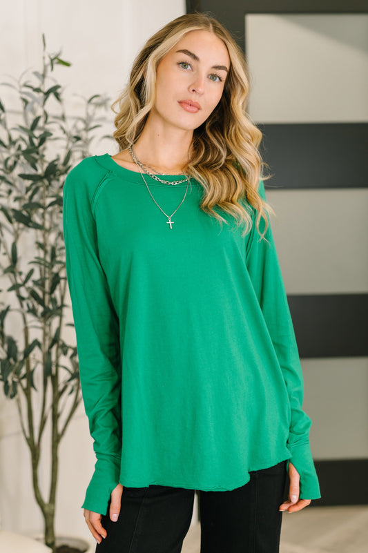 Nice to Each Other Raglan Sleeve Top in Kelly Green (Online Exclusive)