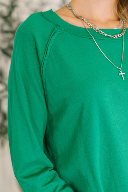 Nice to Each Other Raglan Sleeve Top in Kelly Green (Online Exclusive)