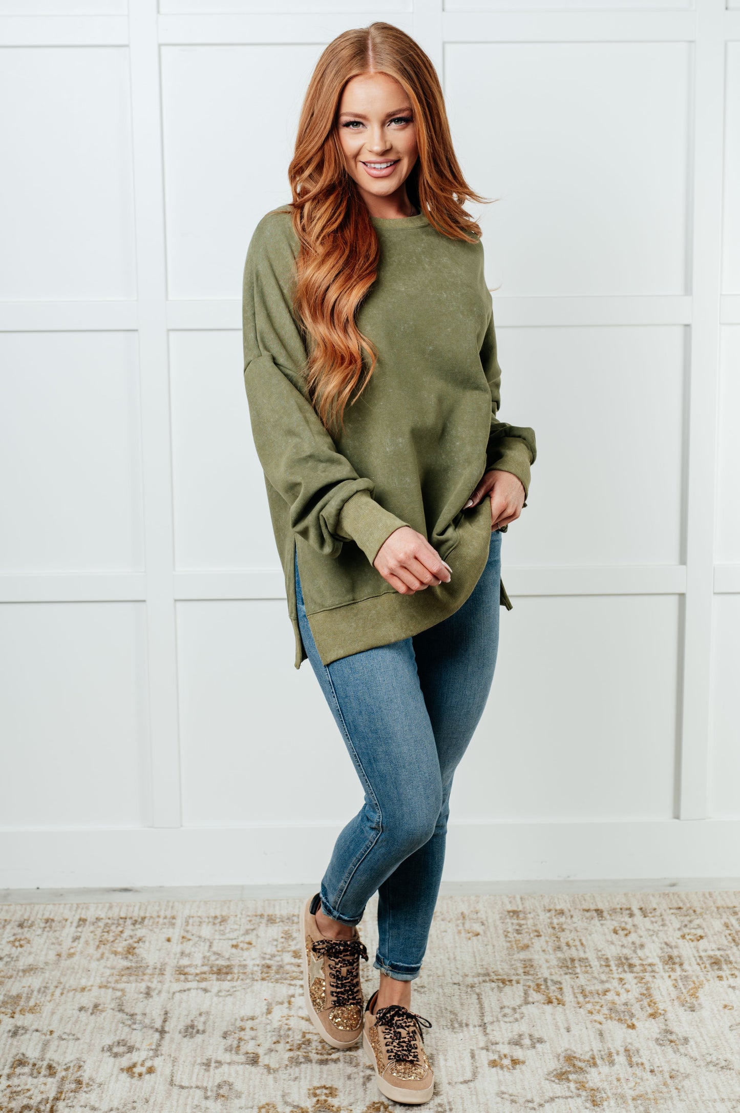 No Plain Jane Oversized Sweatshirt in Green (Online Exclusive)