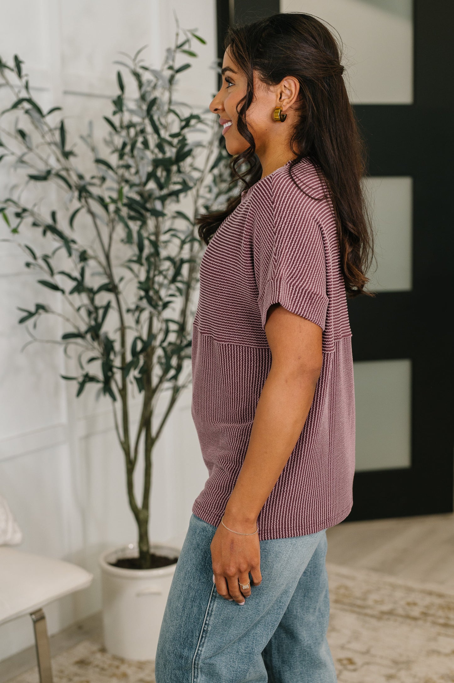 On Repeat Cable Ribbed Knit Tee (Online Exclusive)