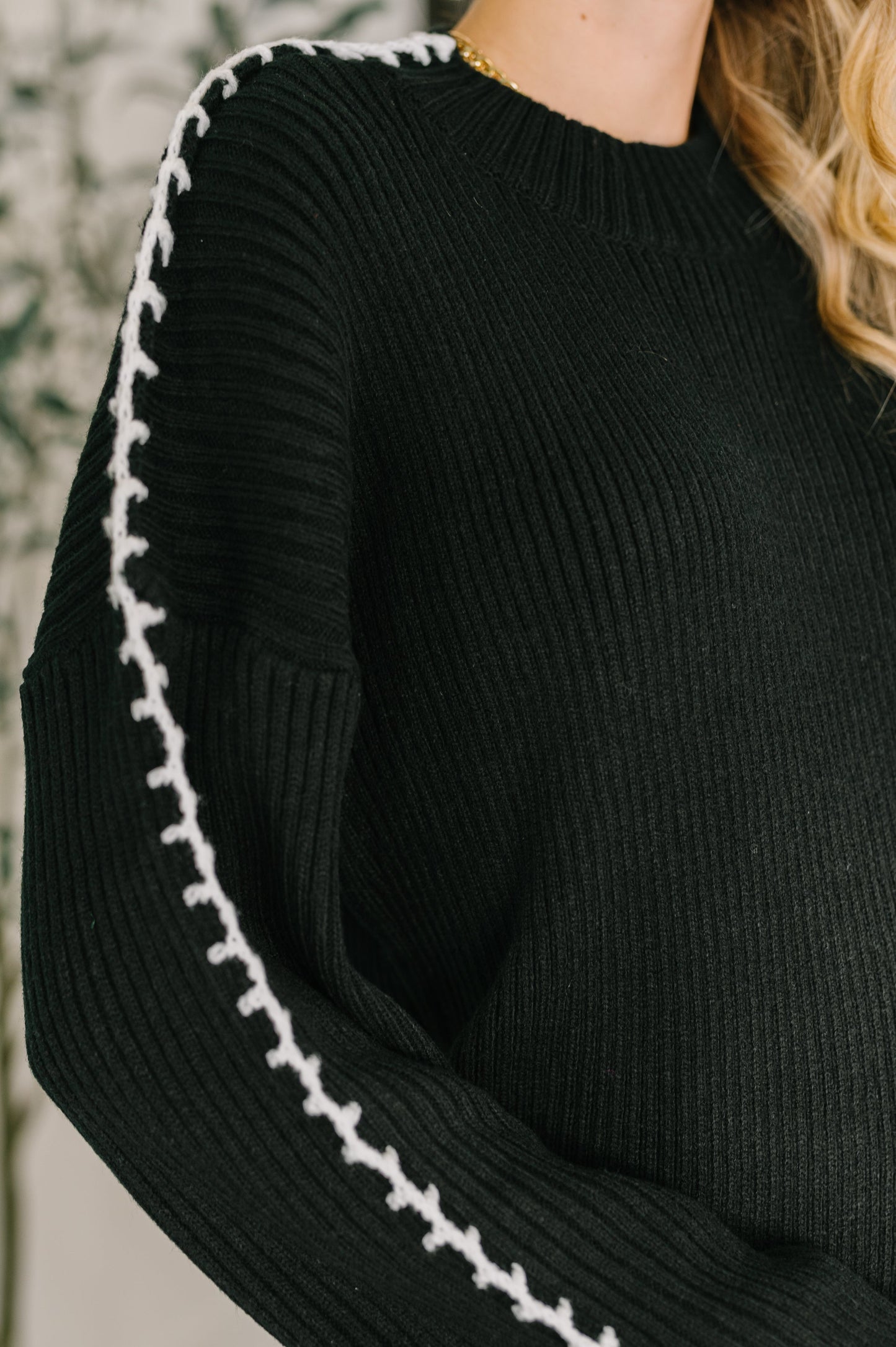 One Stitch at a Time Pullover in Black (Online Exclusive)