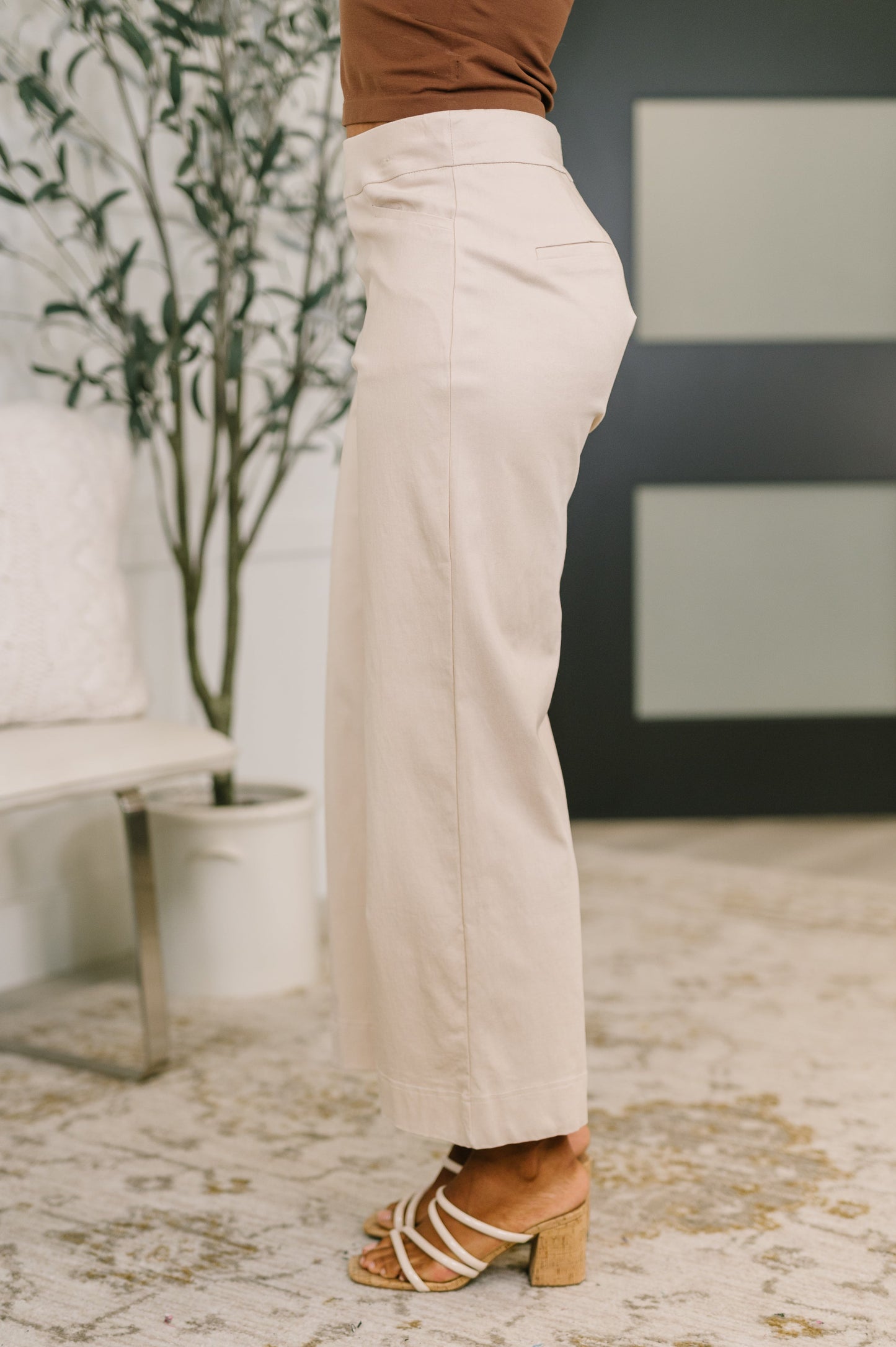 Only Pair High Waisted Wide Leg Bottoms in Linen (Online Exclusive)