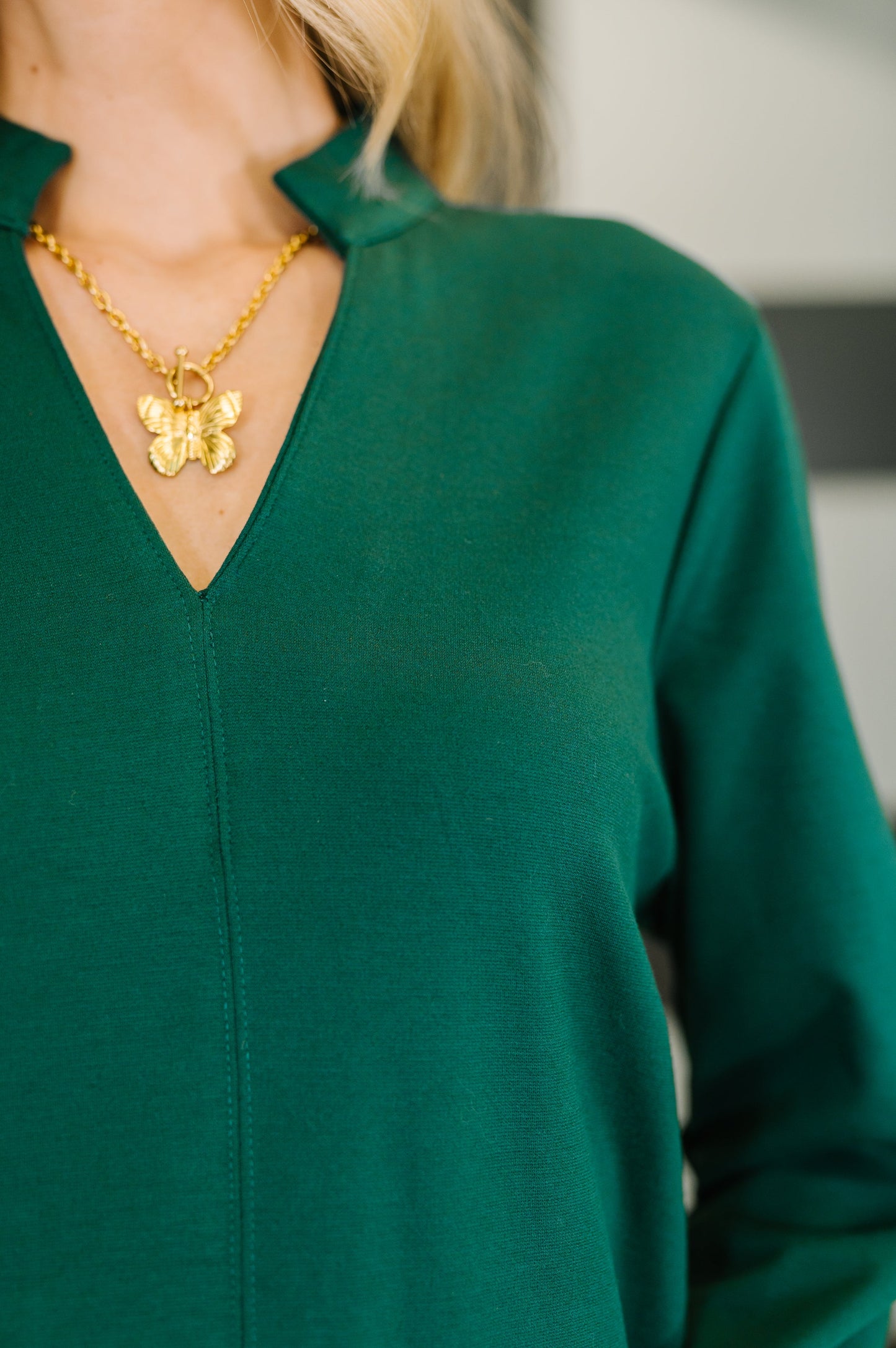 Portfolio Quarter Sleeve Dress in Hunter Green (Online Exclusive)