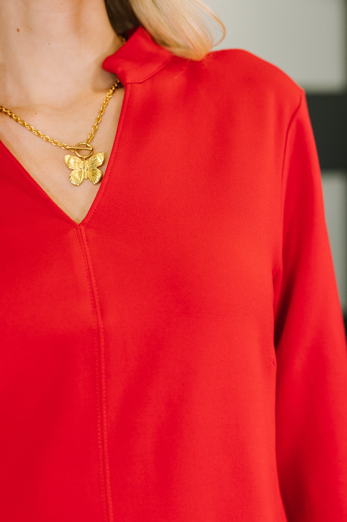 Portfolio Quarter Sleeve Dress in Red (Online Exclusive)